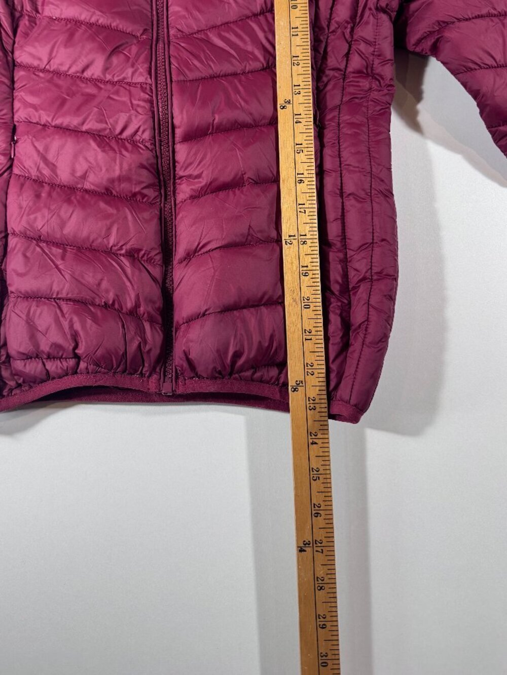 Lucas Lightweight Hooded Puffer Jacket Burgundy Plum Zip Coat Size Small - Picture 3 of 10